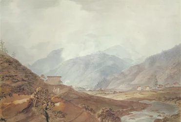 Bergszene in der Nähe von Thimphu, Bhutan, 1783